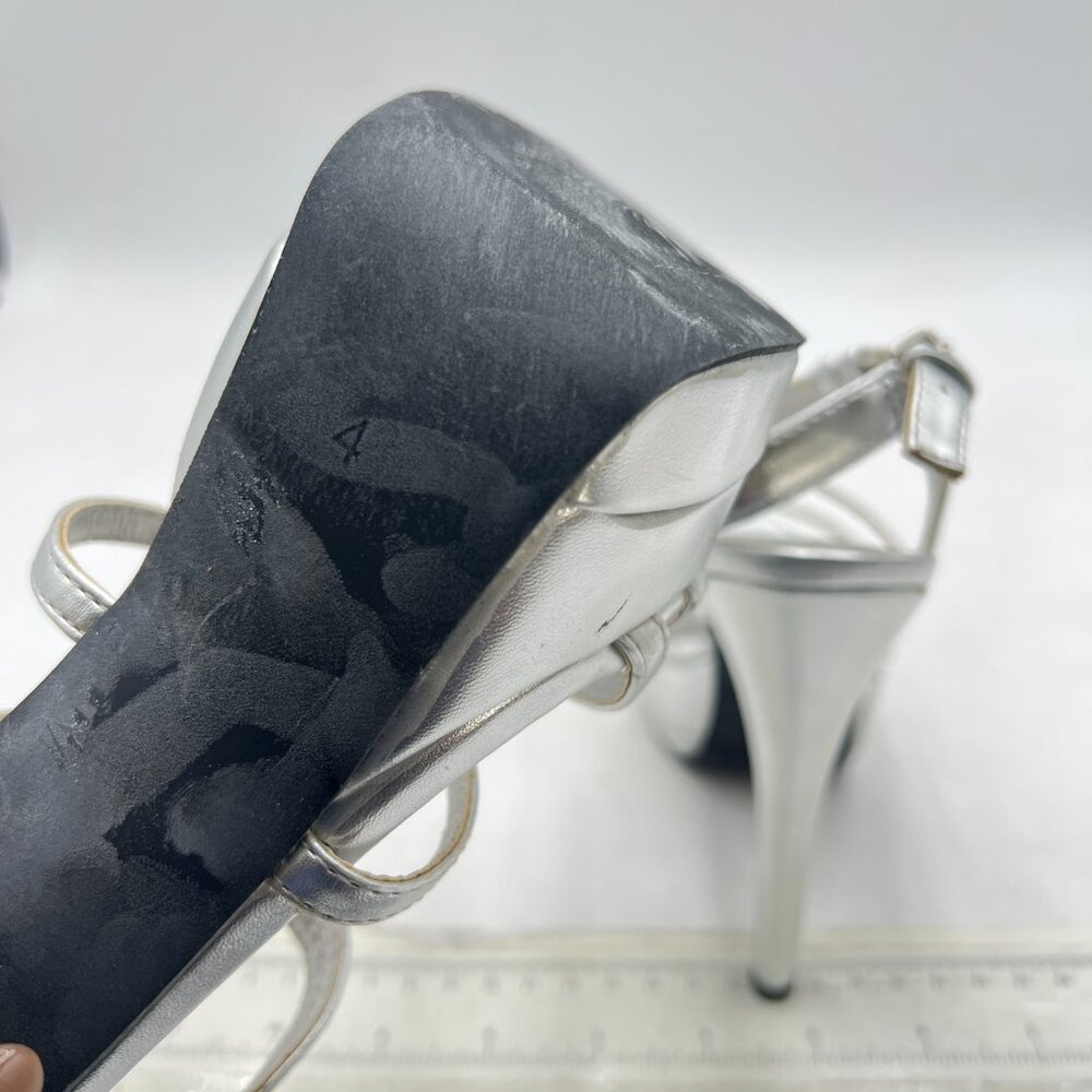 FSJ Silver Women's High Heels Platform Braid Ankle Strap Lady Heeled Sandals - Picture 5 of 7